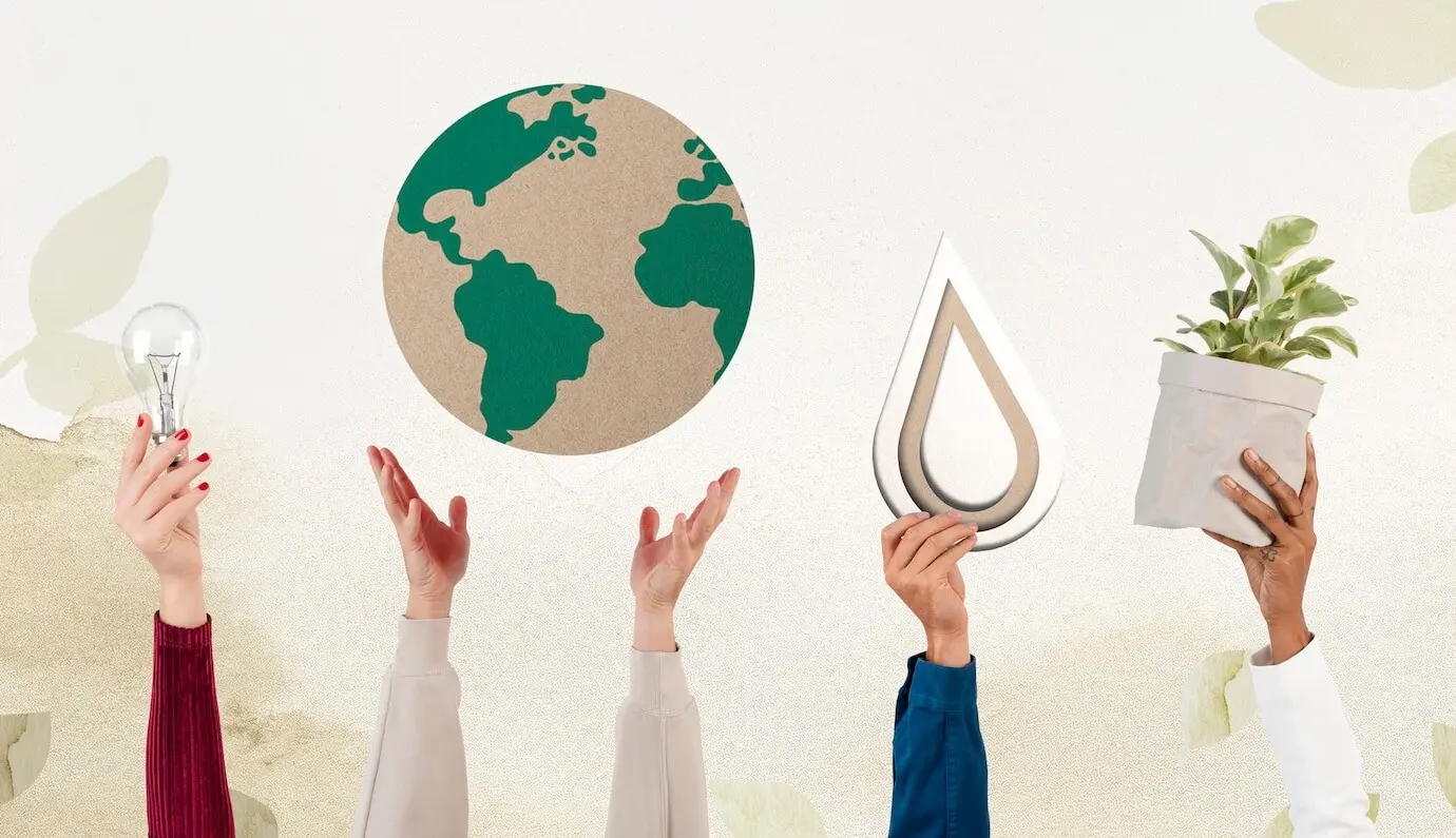 Eine Hand präsentiert die Erde – Remix zum Thema nachhaltige Umwelt.